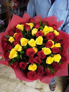 Red and Yellow Rose Bunch
