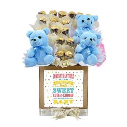 baby shower TEDDY BLUE & FERRERO ROCHER chocolates