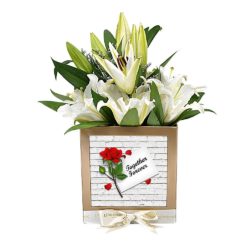 white lily flower box