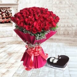 Big Bouquet with Heart Truffle Cake