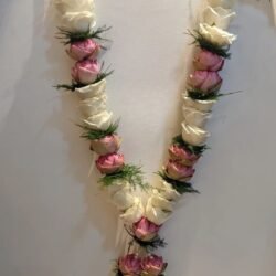White And Pink Rose Varmala